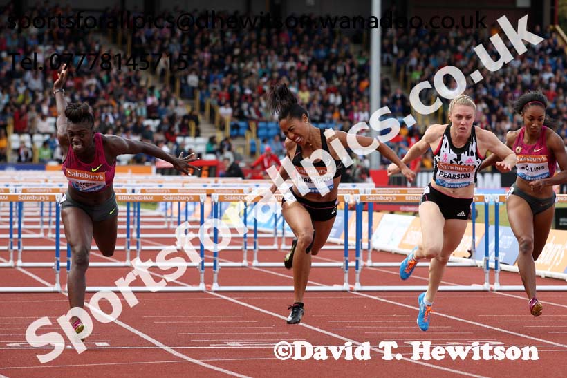 From left to right: Dawn Harper-Nelson, Queen Harrison and Sally Pearson, 100 metres hurdles at the Sainsbury's Birmingham Grand Prix. Photos: David T. Hewitson/Sports for All Pics